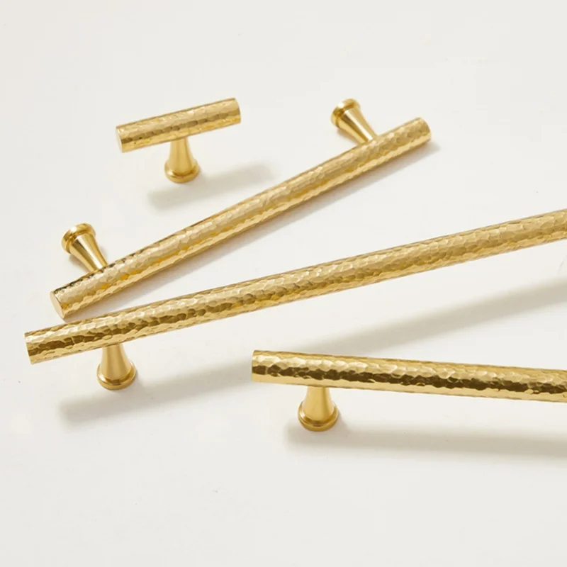 Brass Hand-hammered Texture Kitchen Cabinet Storage Handles Wardrobe Closet Door Pulls Drawer Knobs And Handles For Furniture