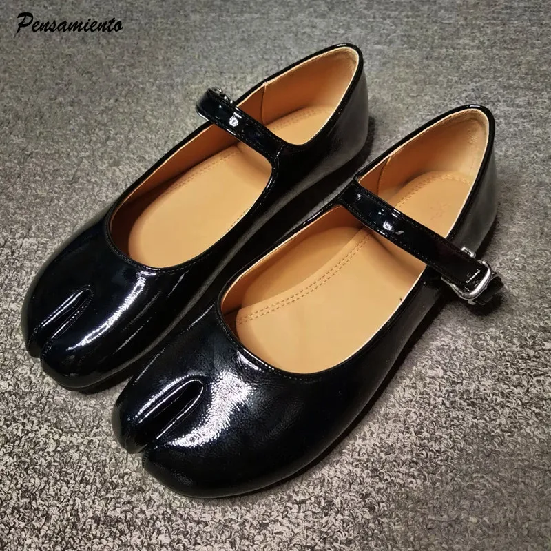 

Fashion Patent Leather Split toe Women Ballet Flats Spring Autumn Vintage Mary Janes Walking Loafers Casual Girls Dance Shoes