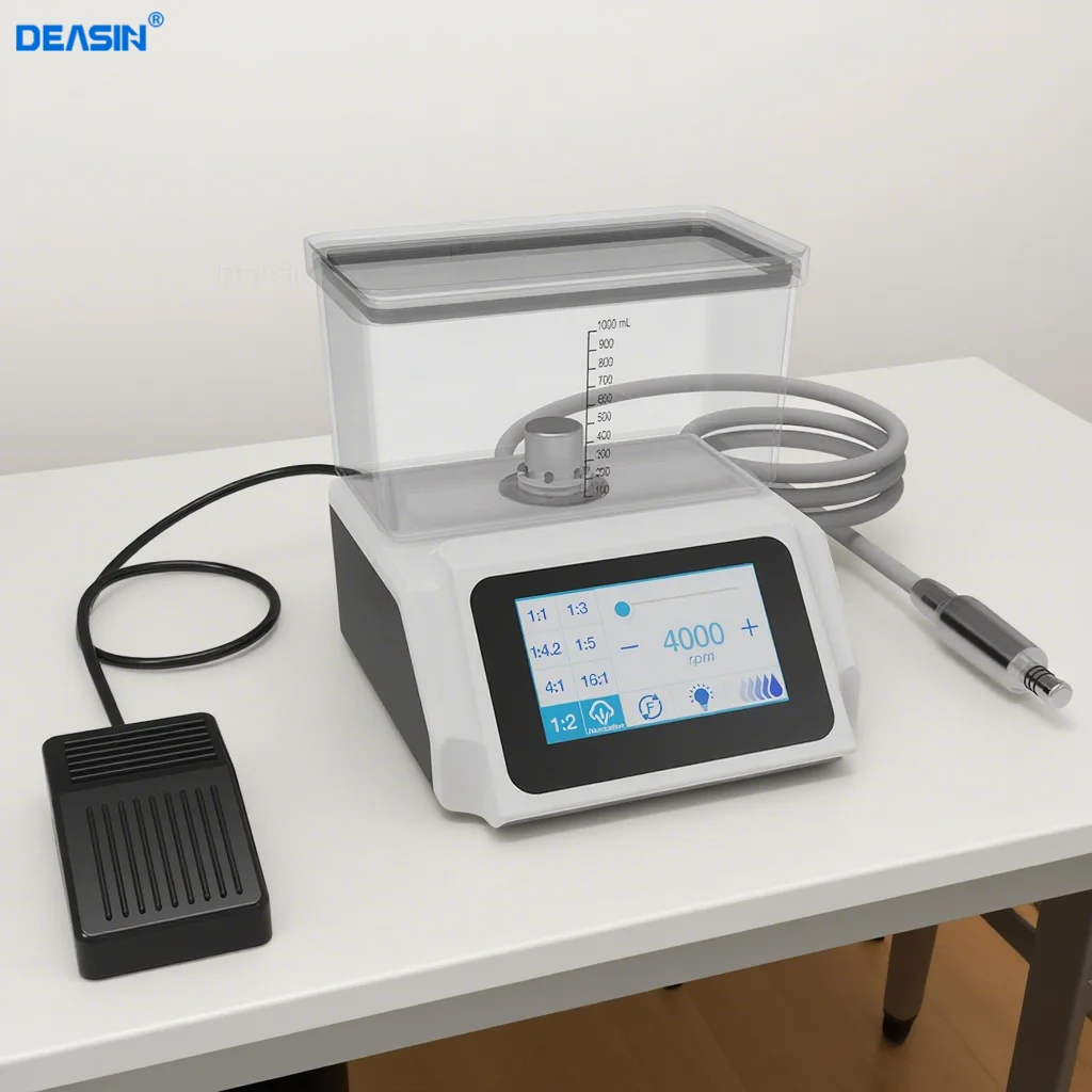 

DEASIN Dental LED Brushless Electric Micro Motor Power system With Self Water Tank Internal Spray fit 1:1/1:5/16:1 Handpiece