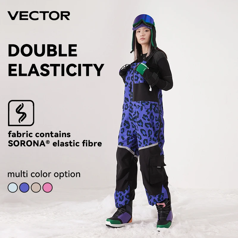 VECTOR Pantaloni da sci spessi da donna per uomo Tuta dritta Tuta con bavaglino da sci Impermeabile invernale caldo antivento Sport all\'aria aperta