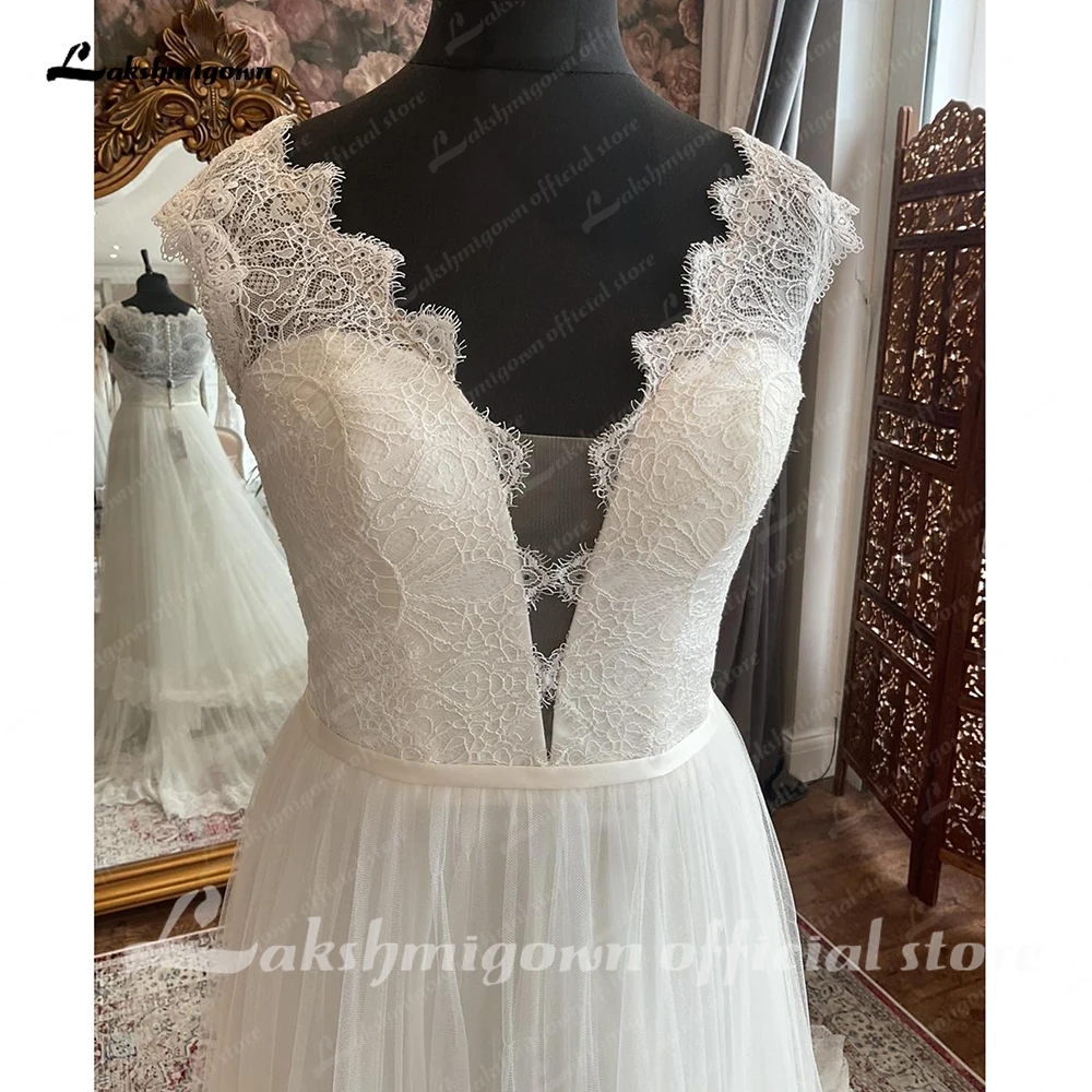 Lakshmigown Lace Boho Plus Size abito da sposa con spalle scoperte con scollo a V 2024 abito da sposa senza schienale estivo abito da sposa