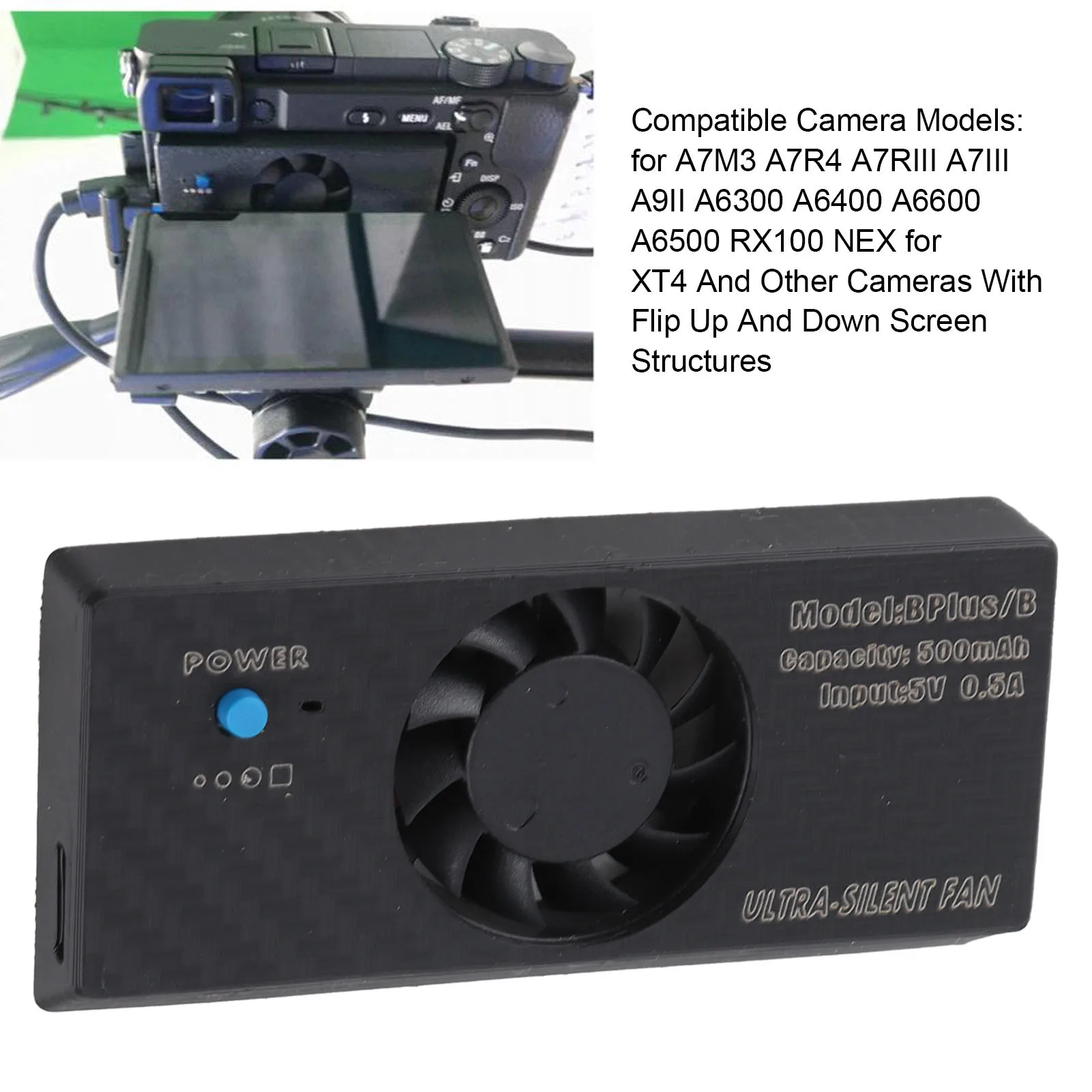 カメラファン-3-モード-abs-カメラ冷却ファン効率的なタイプ-c-インターフェイス-500mah-バッテリー-a7m3-a7r4-a7riii-a7iii-a9ii-用