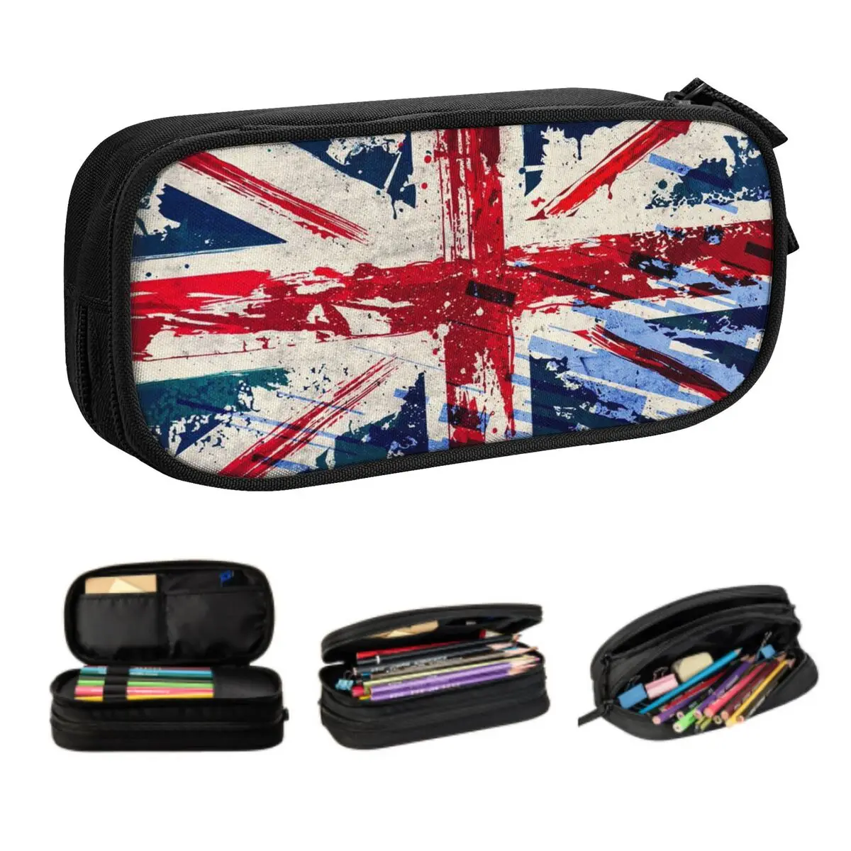 Custom Cute British Flag Pencil Case for Girls Boys Large Storage Union Jack UK United Kingdom Proud Pencil Box School Supplies