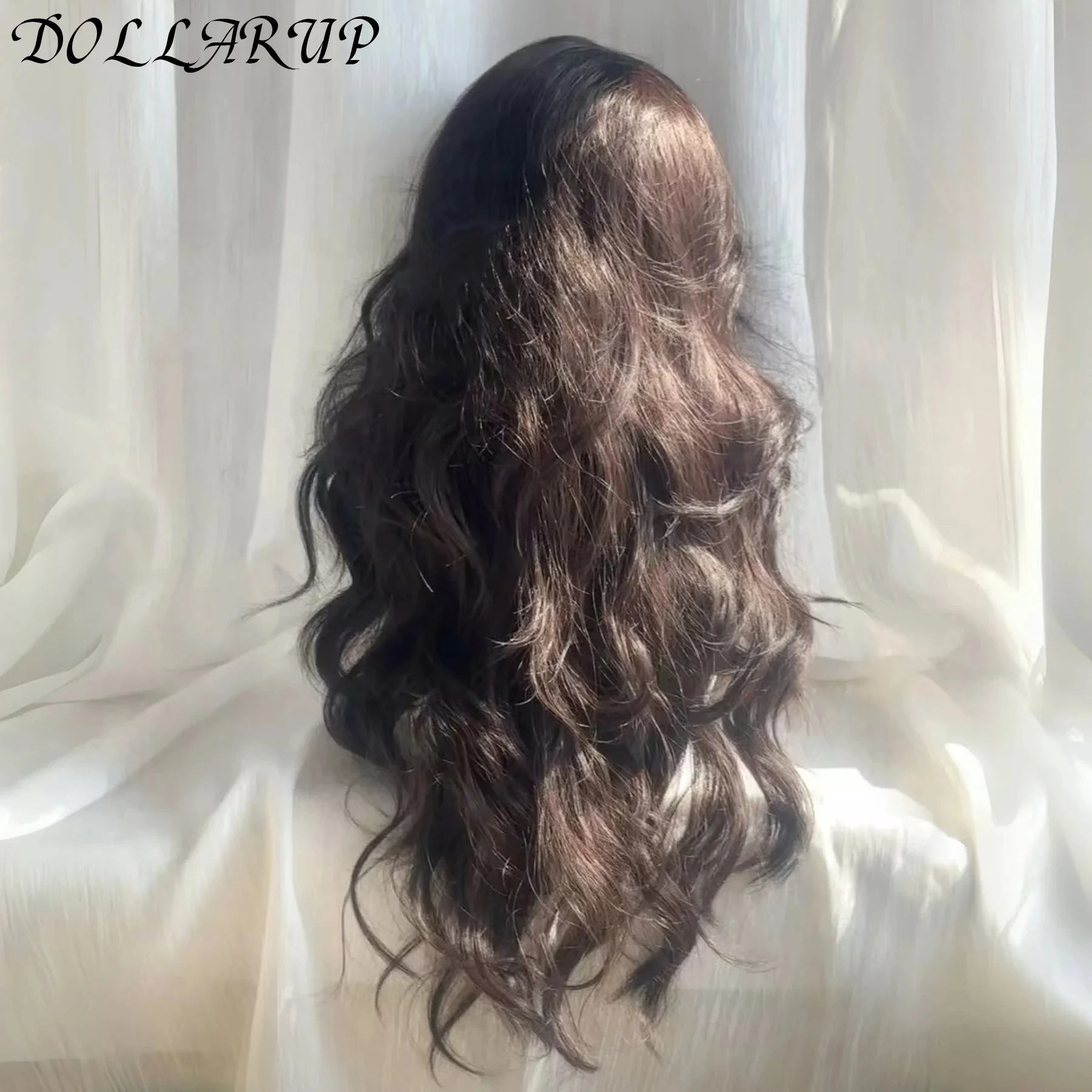 JKL موضة جديدة بيع شعر مستعار من الألياف الاصطناعية أنثى الانفجارات الهوائية شعر طويل مجعد موجة كبيرة مزاجه إصلاح الوجه شعر مستعار رئيس مجموعة #4