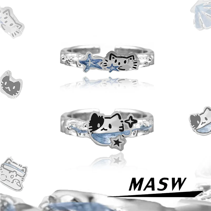 

MASW Original Design Elegant Temperament Cats Open Rings For Women Party Gifts Trendy Jewelry Hot Selling