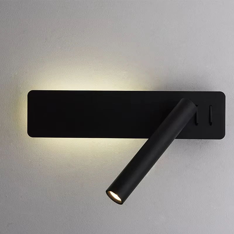White Nordic LED Bedside Reading Wall Lamp Adjustable Rotatable Angle With Switch Bedroom Study Kids Room Indoor Wall Sconce