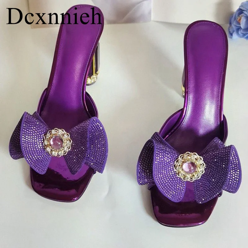 

New One Strap Flower Decor Open Toe Slippers Women's Solid Color High Heel Sandals Summer Sexy Party Banquet Dress Shoes Pumps