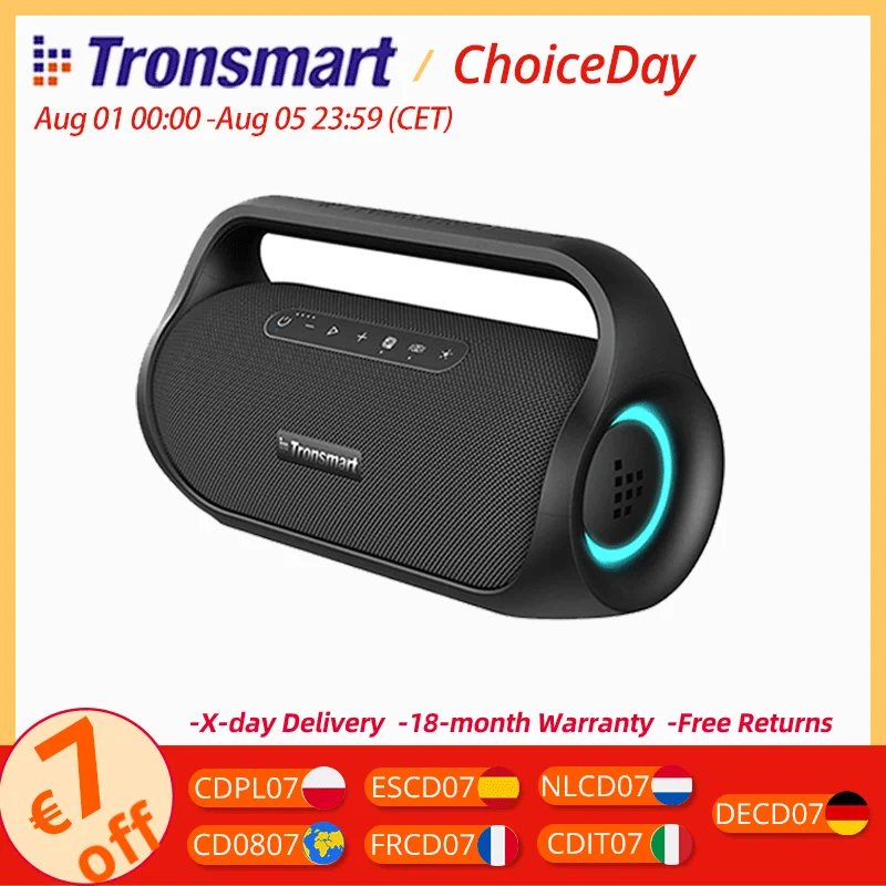 Tronsmart Bang Mini altoparlante Altoparlante per feste Bluetooth da 50 W con audio stereo Connessione NFC Power Bank integrato
