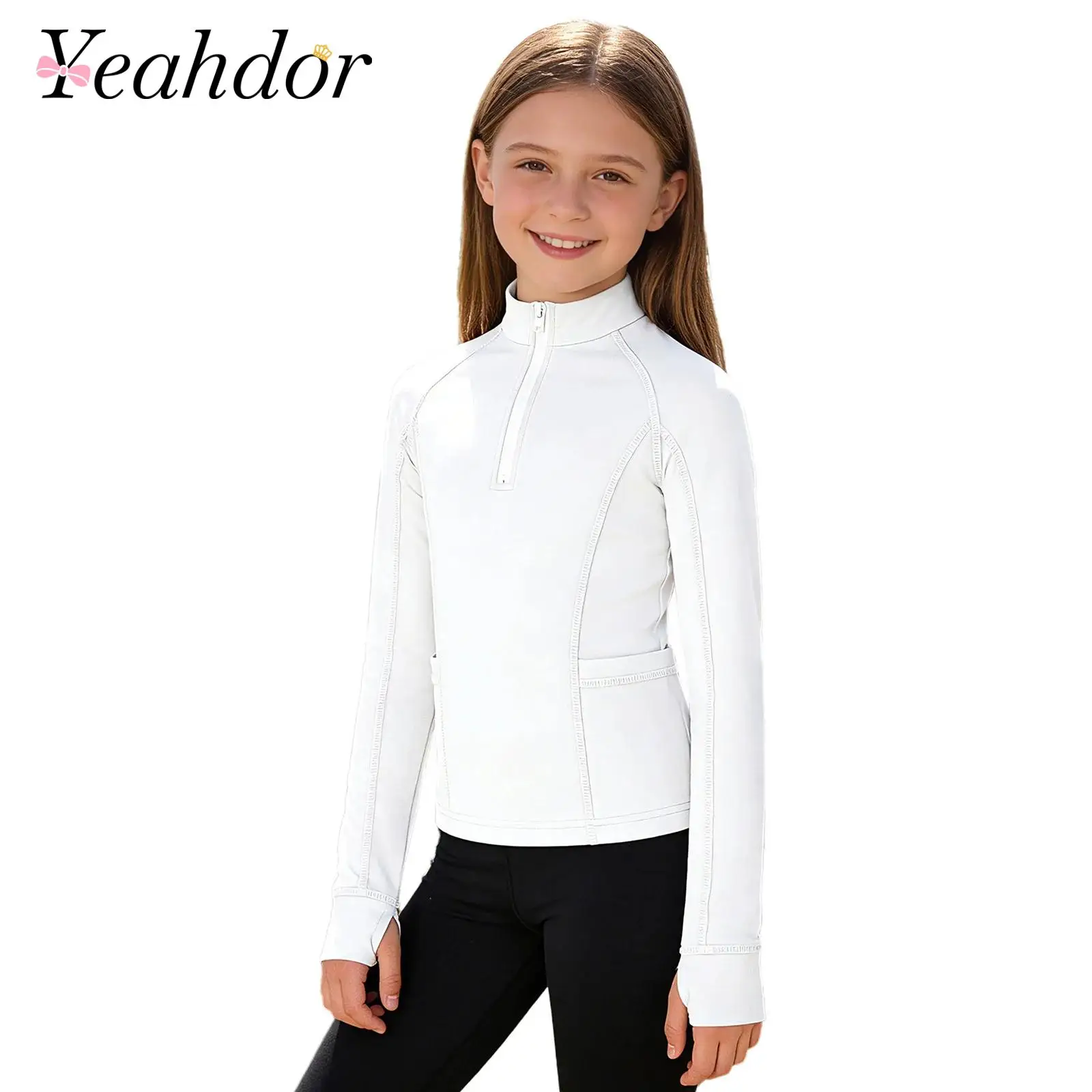 Children's Pullover Sweatshirt Kids Girls Workout Sports Long Sleeves Sports Tops for Horse Riding Shirt Sportswear Sweatshirts