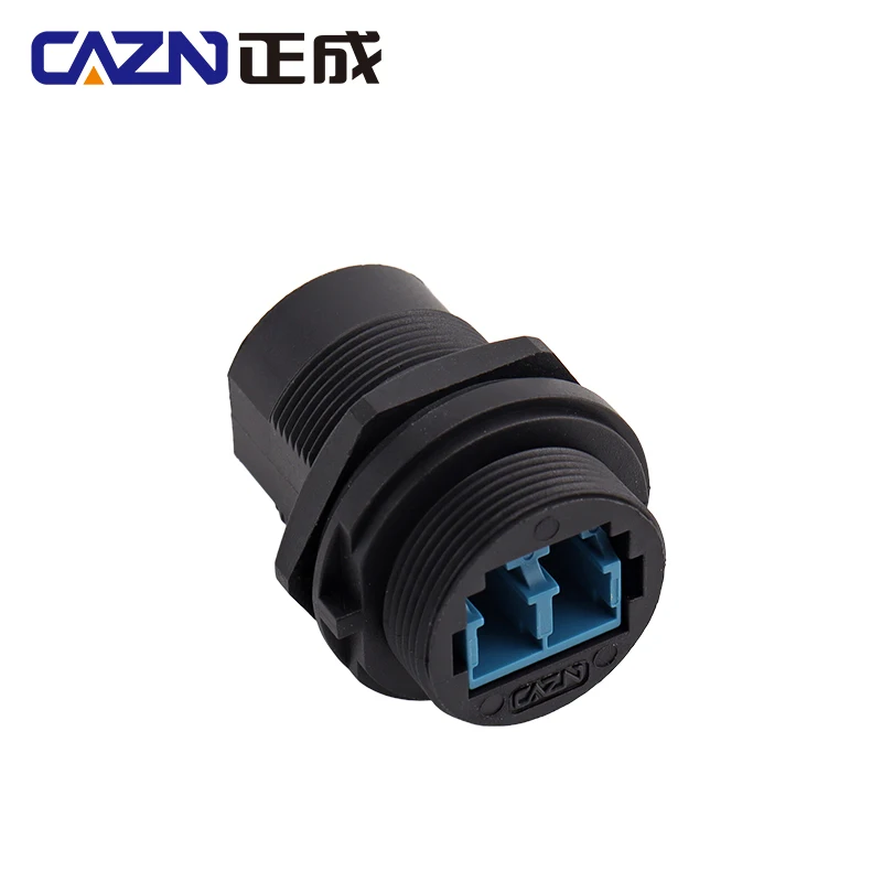 CAZN-receptáculo de montaje frontal de doble núcleo, accesorio resistente al agua IP67 IP68 FDDI, con rosca de modo único