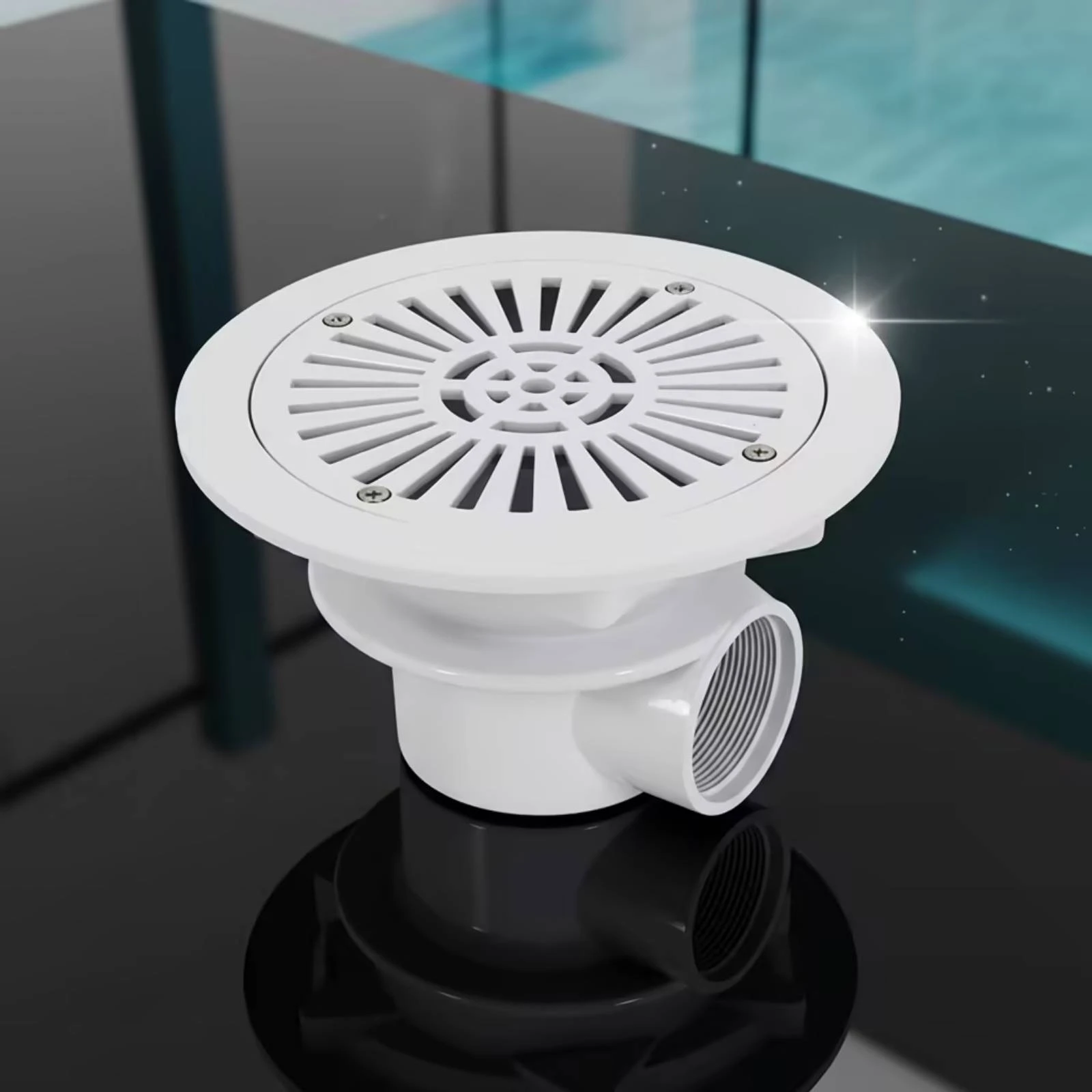 Pool Main Drain Round Pool Drain with Grate Suction Outlet Cover Corrosion-Resistant Removable for Homeowners, Swimming Pools
