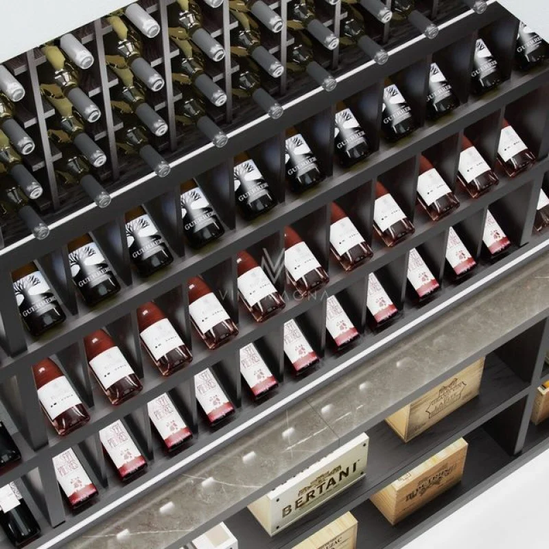 custom.Red Wine High-End Restaurant Furniture Led Stainless Steel Wine Cellar Display Cabinet