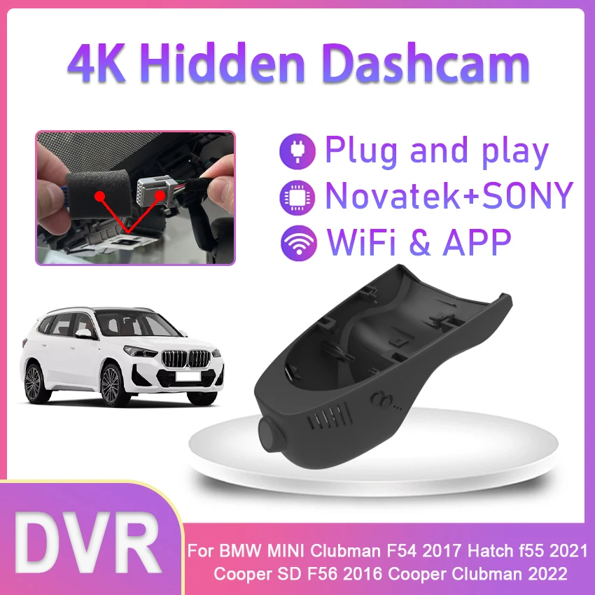 

4K UHD Dash Cam Car Camera Recorder Car DVR For BMW MINI Clubman F54 2017 Hatch f55 2021 Cooper SD F56 2016 Cooper Clubman 2022