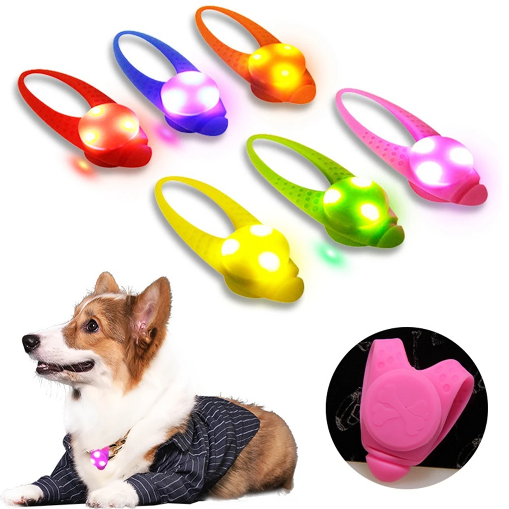 Silicone Rubber Pet LED Pendant Night Safety Flashing Glow Light Blinking LED Collar Pet Dog Necklace Luminous Bright Pendant