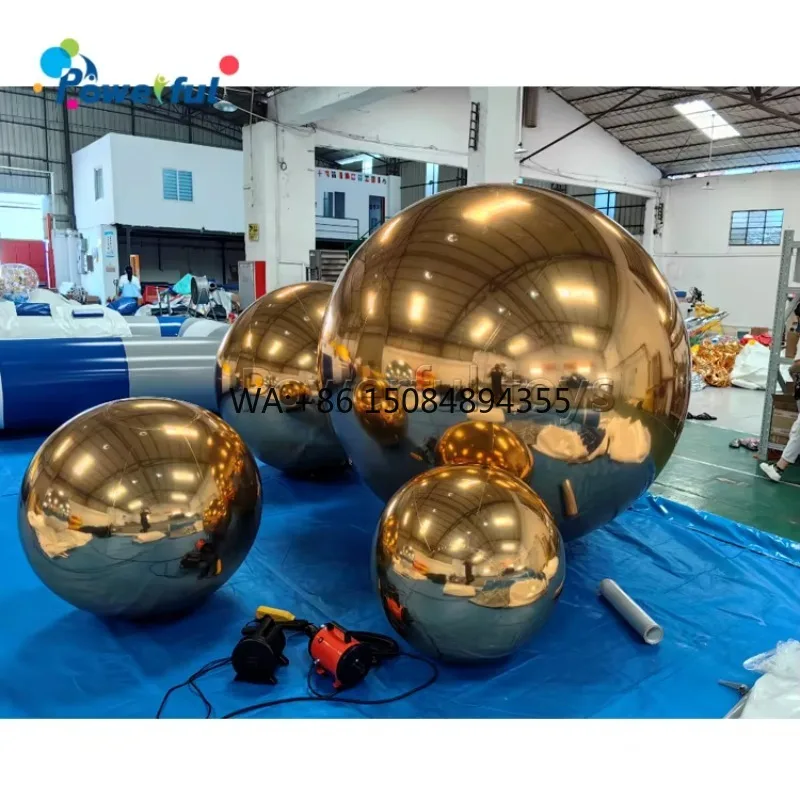 Giant Customizable Size & Color PVC Inflatable Mirror Ball Balloon with Silver and Gold Options