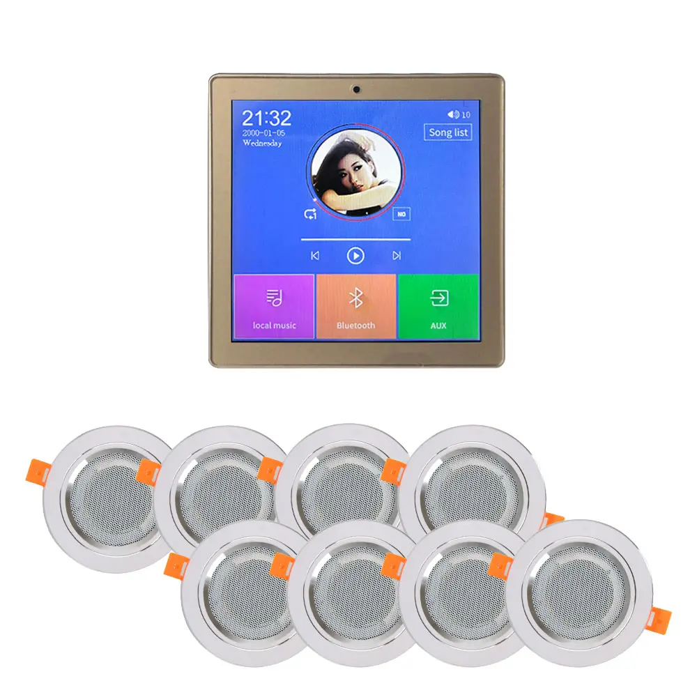 4 Inch Coaxial Ceiling Digital Hearing Amplifier Panel BT With 8pc 6.5'' Coaxial Ceiling Speaker Hi-fi Home Theater Amplificador