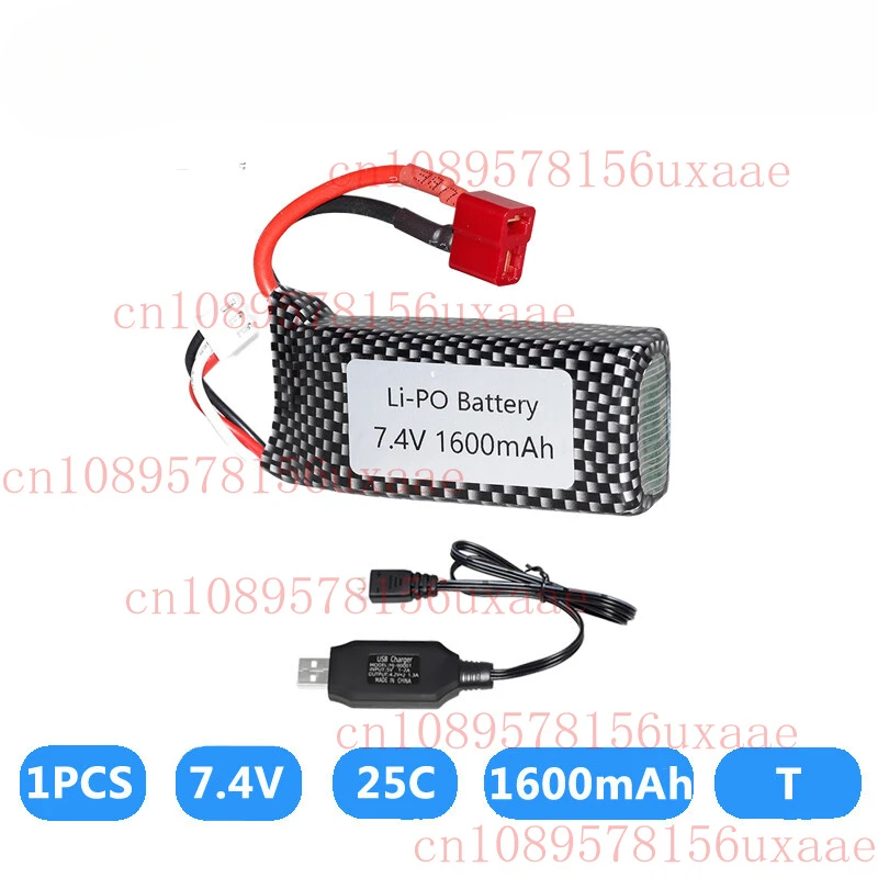 

7.4V 1600mAh Lipo Battery for RC Cars 1/10 Accessories XLH 9125 Buggy Car