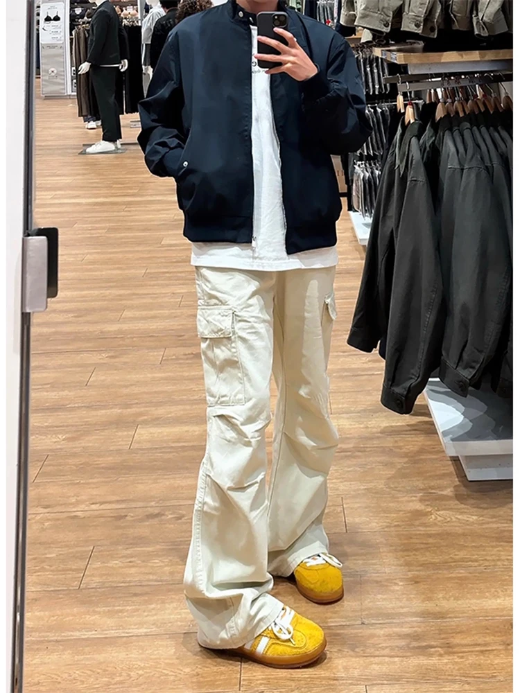 

Мужские рабочие брюки в американском ретро-стиле, прямые, широкие, повседневные, свободные, устойчивые к сминанию, осенние...