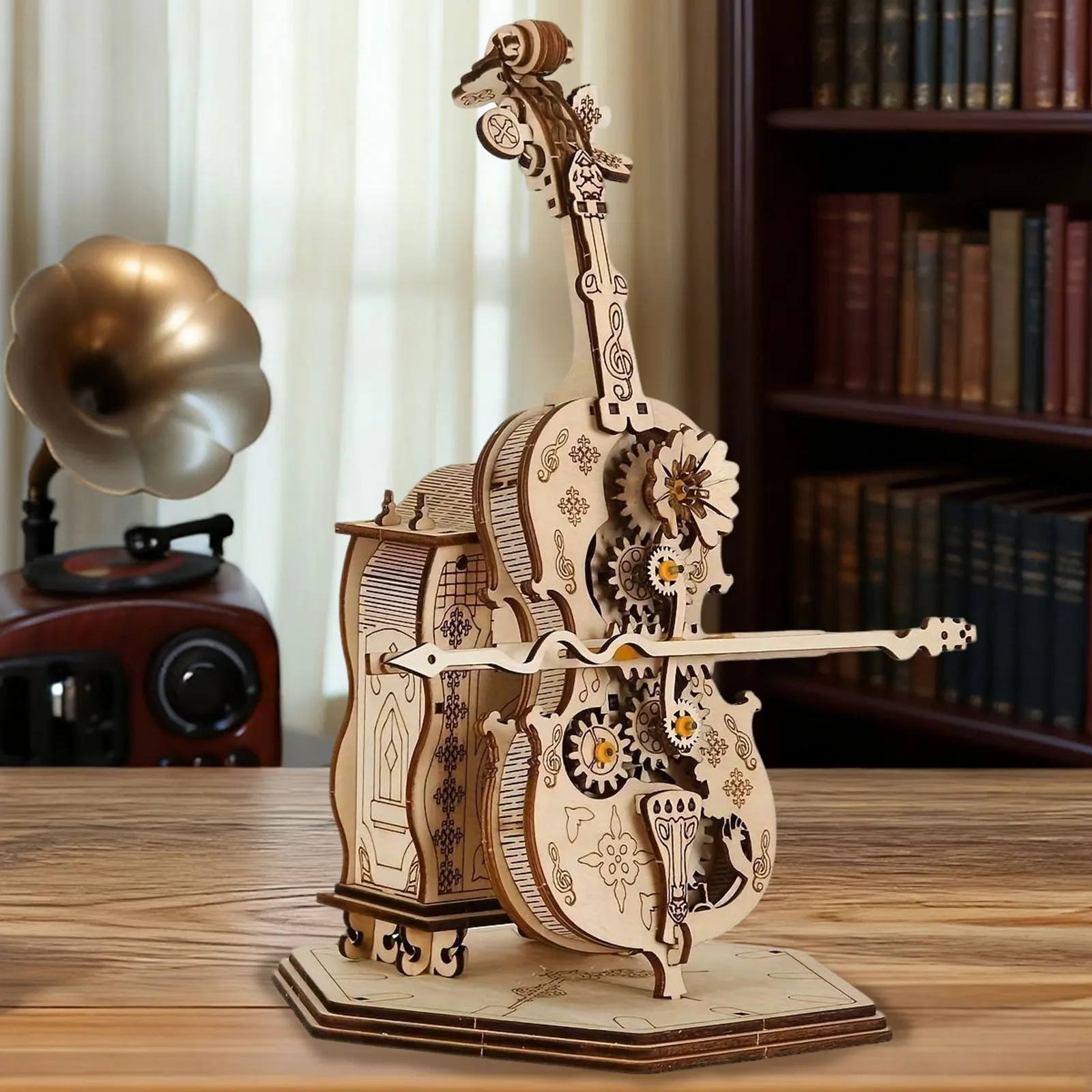 

3D Wooden Puzzles - Mechanical Cello Music Box DIY Kit | Handmade Magic Puzzle with Melody, Creative Birthday & Christmas Gift f