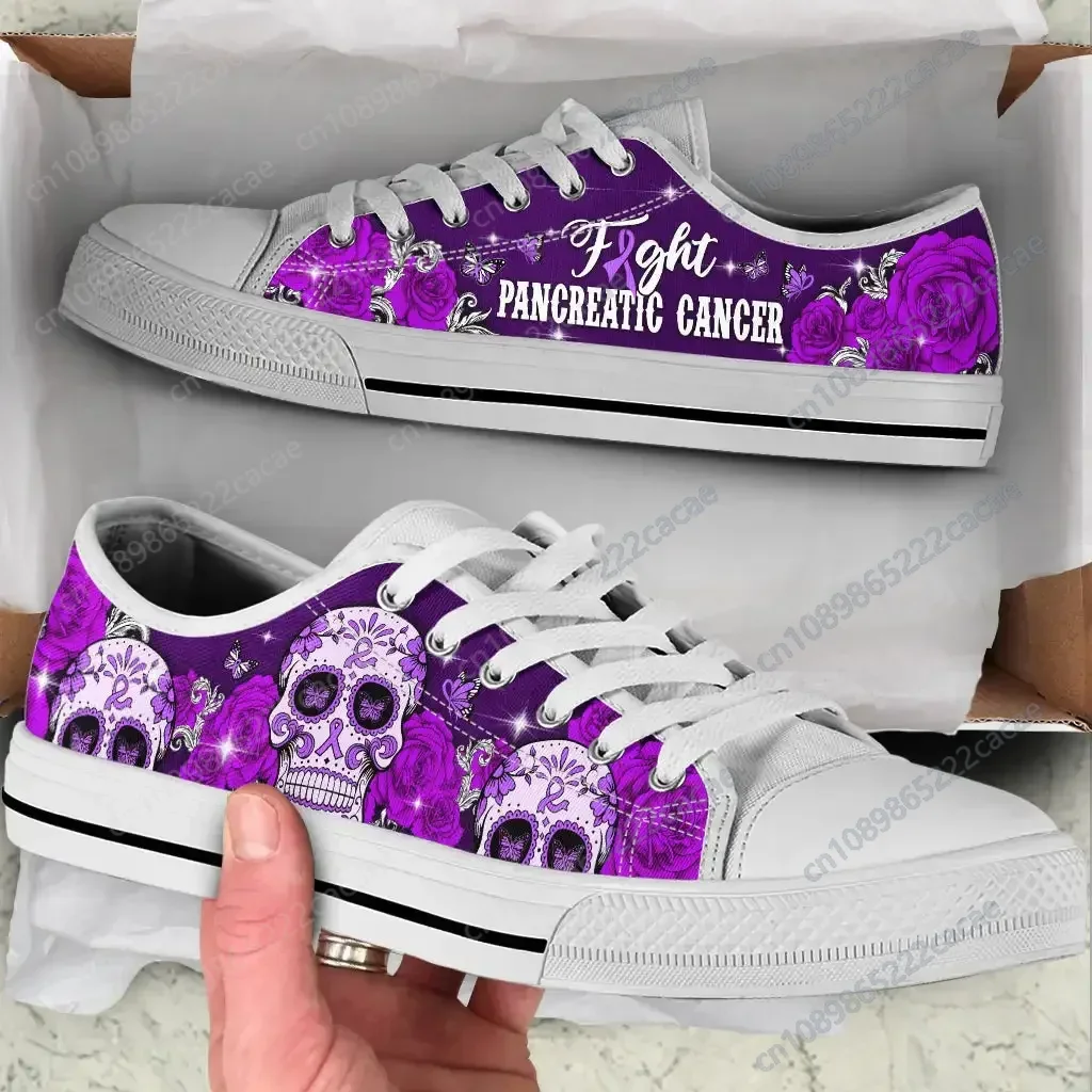 Fight Childhood Cancer Awareness Sugar Skull Low Top Canvas Shoes Casual Outdoors Waking Man Loafers Sneakers Light