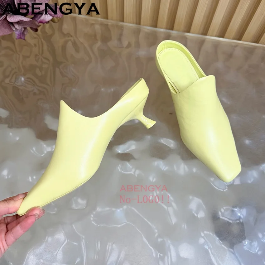 

Summer Kitten Heels Slides Women's Slippers Wrap Toe Gladiator Sandals High Heel Slippers Dress Half Slippers 2026
