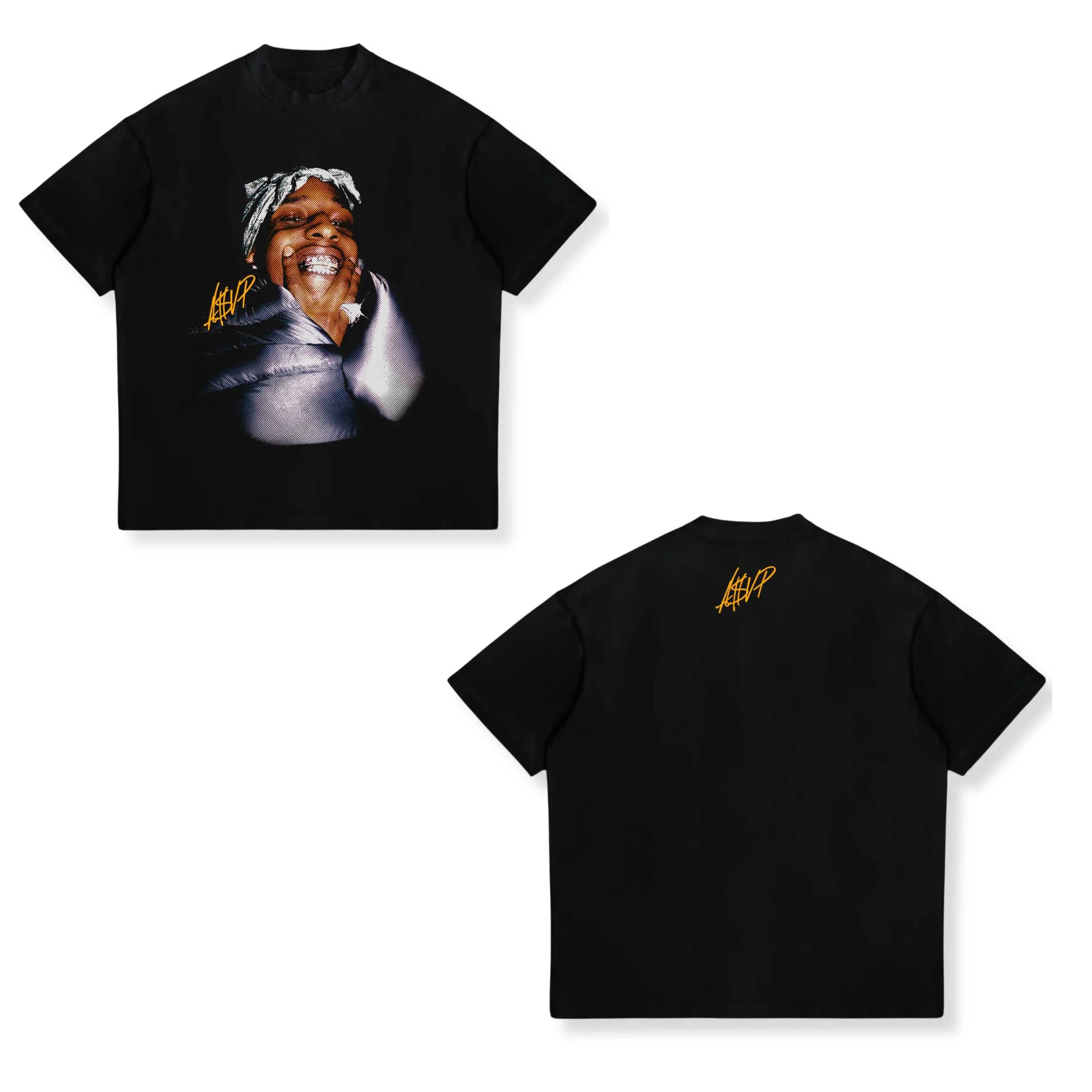 2026 Neues ASAP ROCKY Kurzarm-Print-T-Shirt HIP HOP High Street Gothic T-Shirt für Männer und Frauen mit Porträt-Motiv, locker geschnitten, lässig – Detail 14