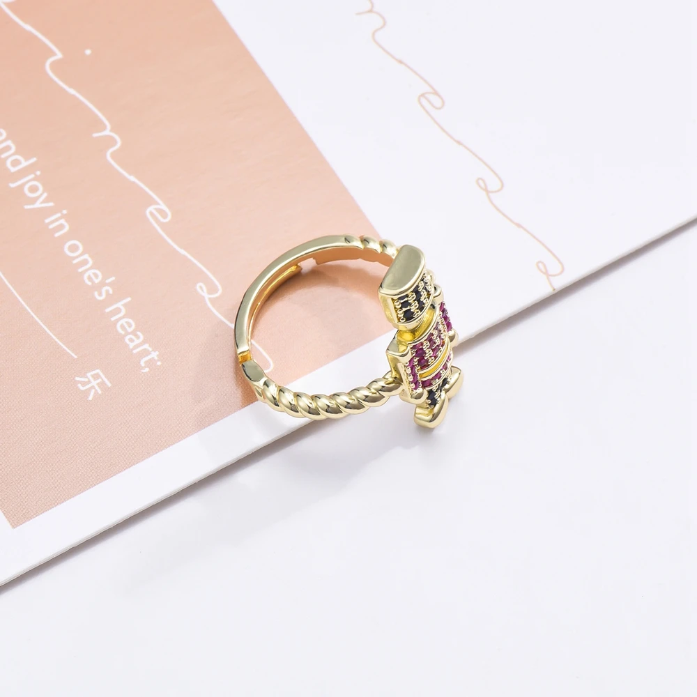 Nutcracker Colorful Crystal Adjustable Ring Sparkling Luxury Cartoon Jewelry Accessories Opening Ring for Women Girls Gift