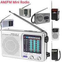SW/AM/FM Mini Radio Dual Band Portable Pocket Radios Built-in Speaker Battery Operated Telescopic Antenna Radio for Emergency