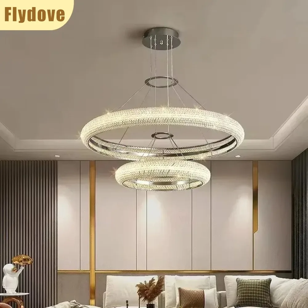 

Light Luxury Duplex Villa Living Room Bead Pendant Light Personalized Clothing Store Dining Room LED Crystal Lighting Fixtures