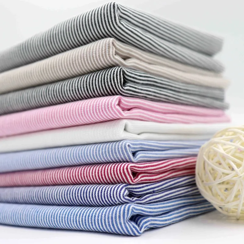 Pure cotton striped shirt fabric Soft thin cloth Handmade Sewing DIY for Summer T-shirt casual pants children clothing 145*100cm