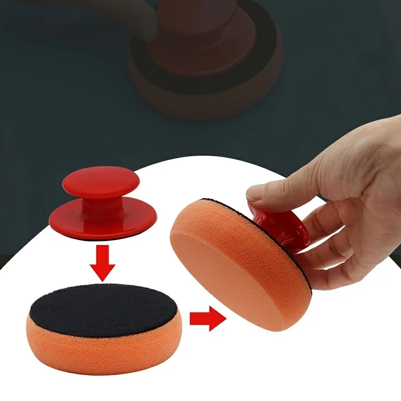 Car Wax Applicator Sponge with Handle High Density Manual Polishing Pad Detailing Foam Sponge for Handheld Car Waxing