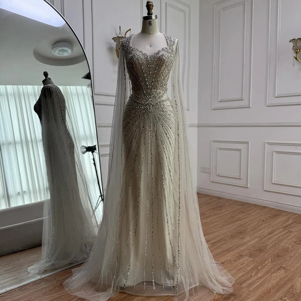 Serene Hill 2025 Customized Nude Cape Sleeves Beaded Saudi Arabian Evening  Dress  A Real Woman's Experience Wearing It at Her Cousin's Wedding in  Riyadh