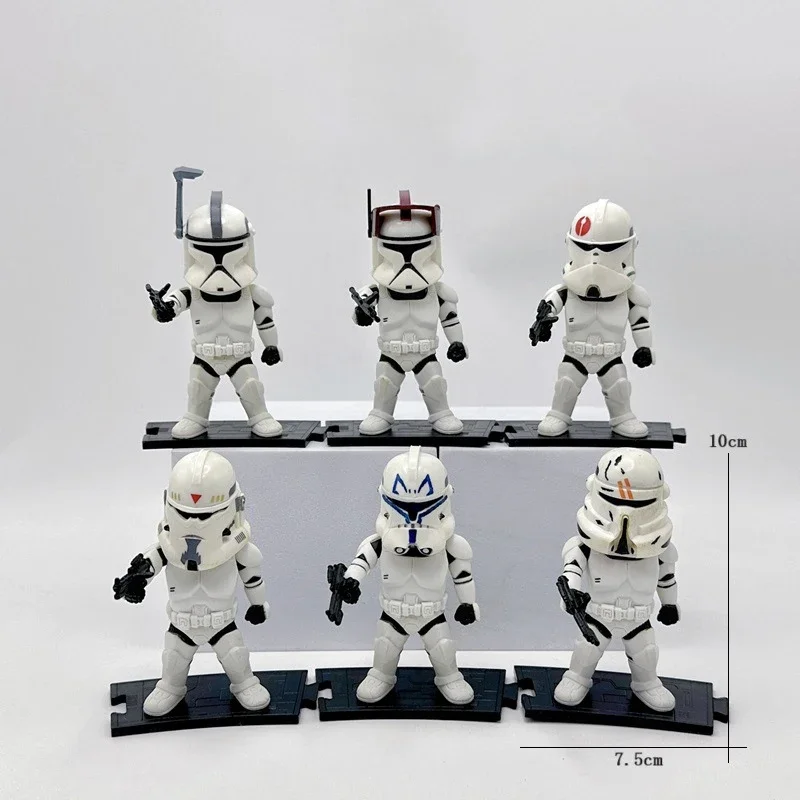 Star Wars 6 White Soldier Figure Toy Stormtrooper Ornament Model Doll Car Ornament Complete Collection Decorative Gift