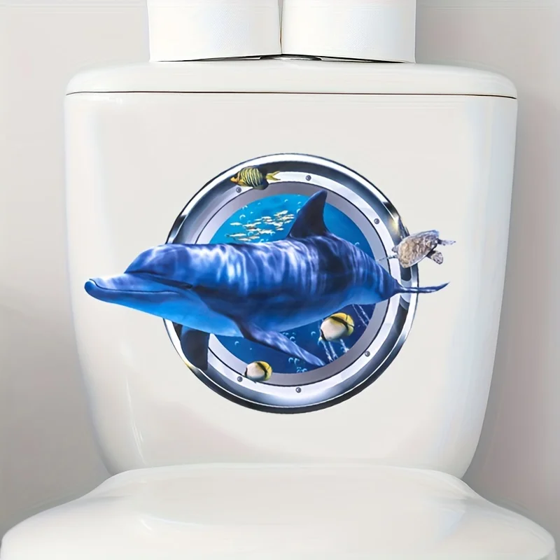 3D Delphin Tauchen Toiletten aufkleber selbst klebende Toiletten deckel innen und außen Rückenlehne Vinyl Aufkleber Badezimmers piegel Dekoration