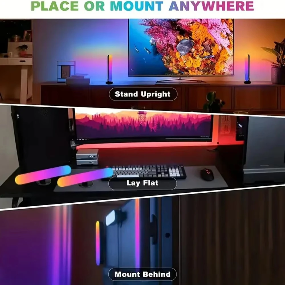 1pc Computer Desktop Luce decorativa RGB Smart Light Bar Luce colorata USB con telecomando Adatto per la decorazione della camera da letto