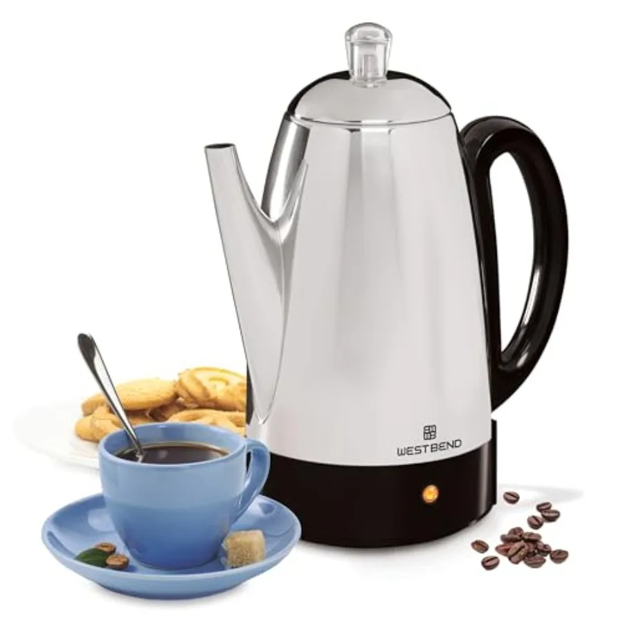 

Electric Percolator Classic Style Coffee Maker with Heat Resistant Handle Base and Detachable Cord with Stainless Steel Stem an