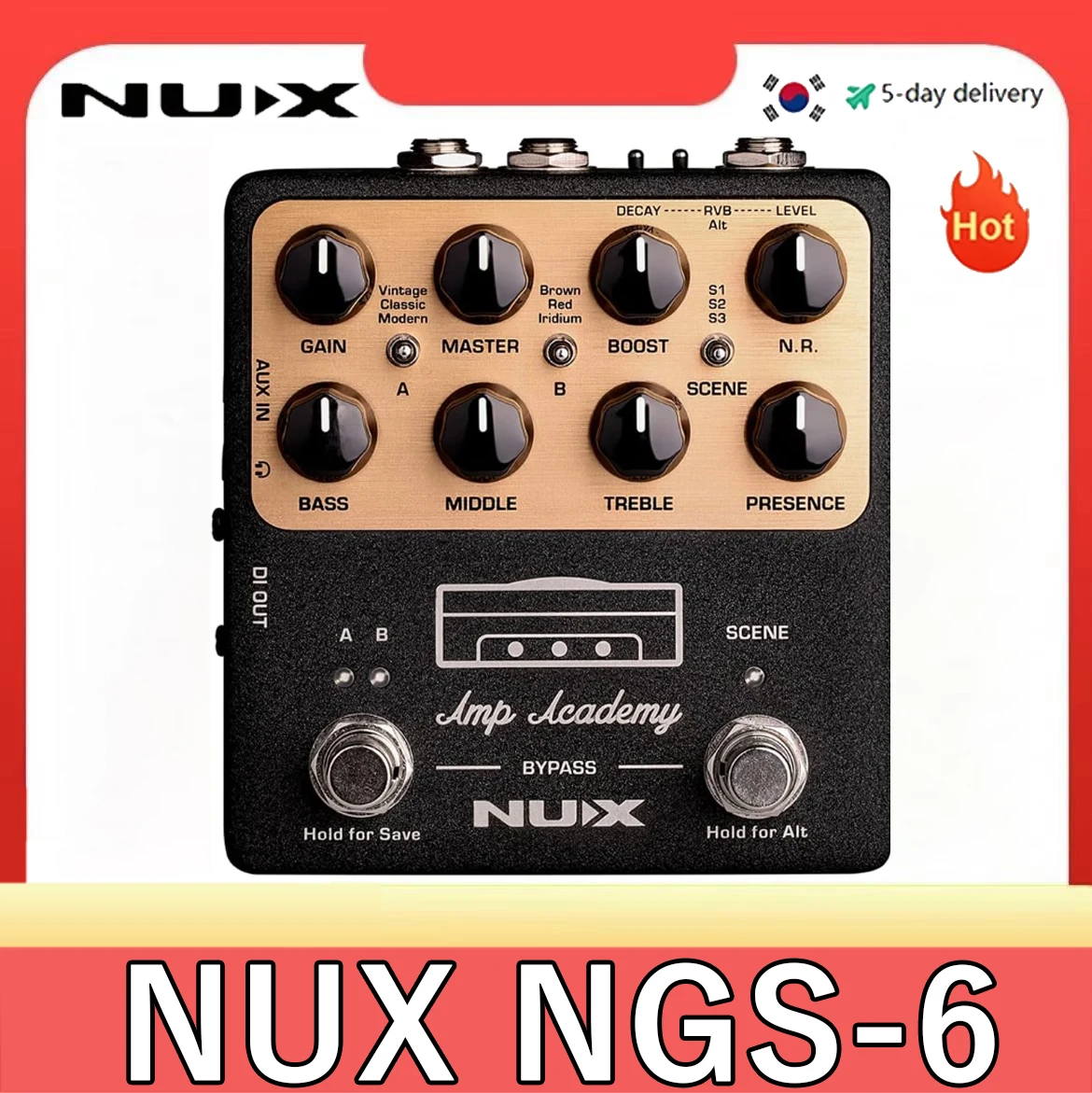 NUX Amp Academy NGS-6 Per Pedale Per Chitarra Elettrica Effetti Per Chitarra Elettrica AMP Modelingh Send/Return Effect Loop