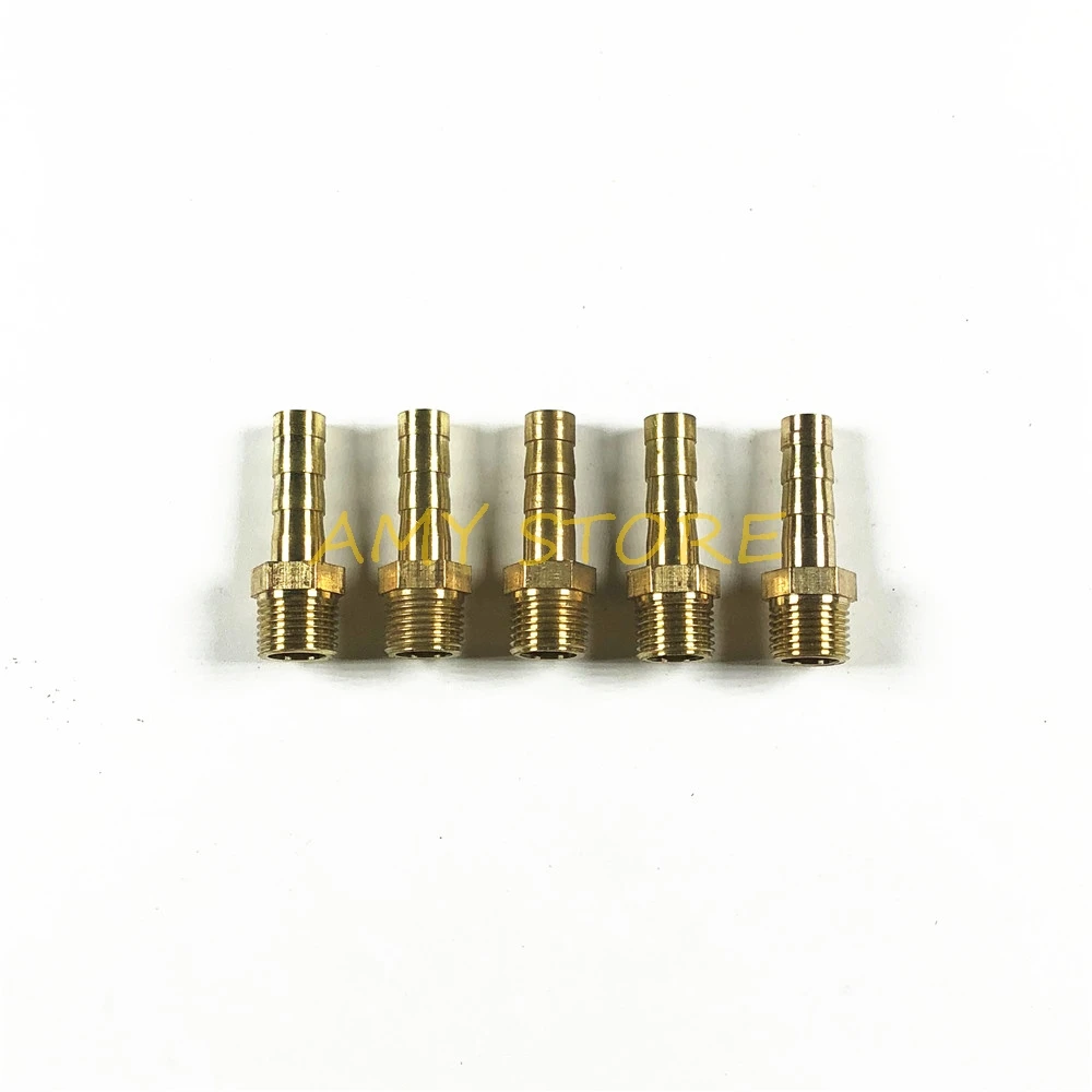 Lot 5 Hose Barb I/D Inner Diameter 5mm x M5 Metric Male Thread Brass coupler Adapter Connector fitting for Fuel Gas Water
