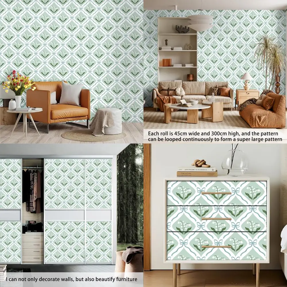 

Amazon Cross Border Lily of the Valley Wallpaper Fresh Style Waterproof Removable Living Room Wall Sticker Furniture