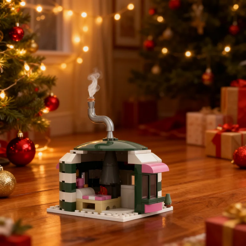 180pcs MOC Winter Village Elf Yurt Seasonal Model Building Blocks 3D Display Birthday Education Craft Idea Collection DIY Brick