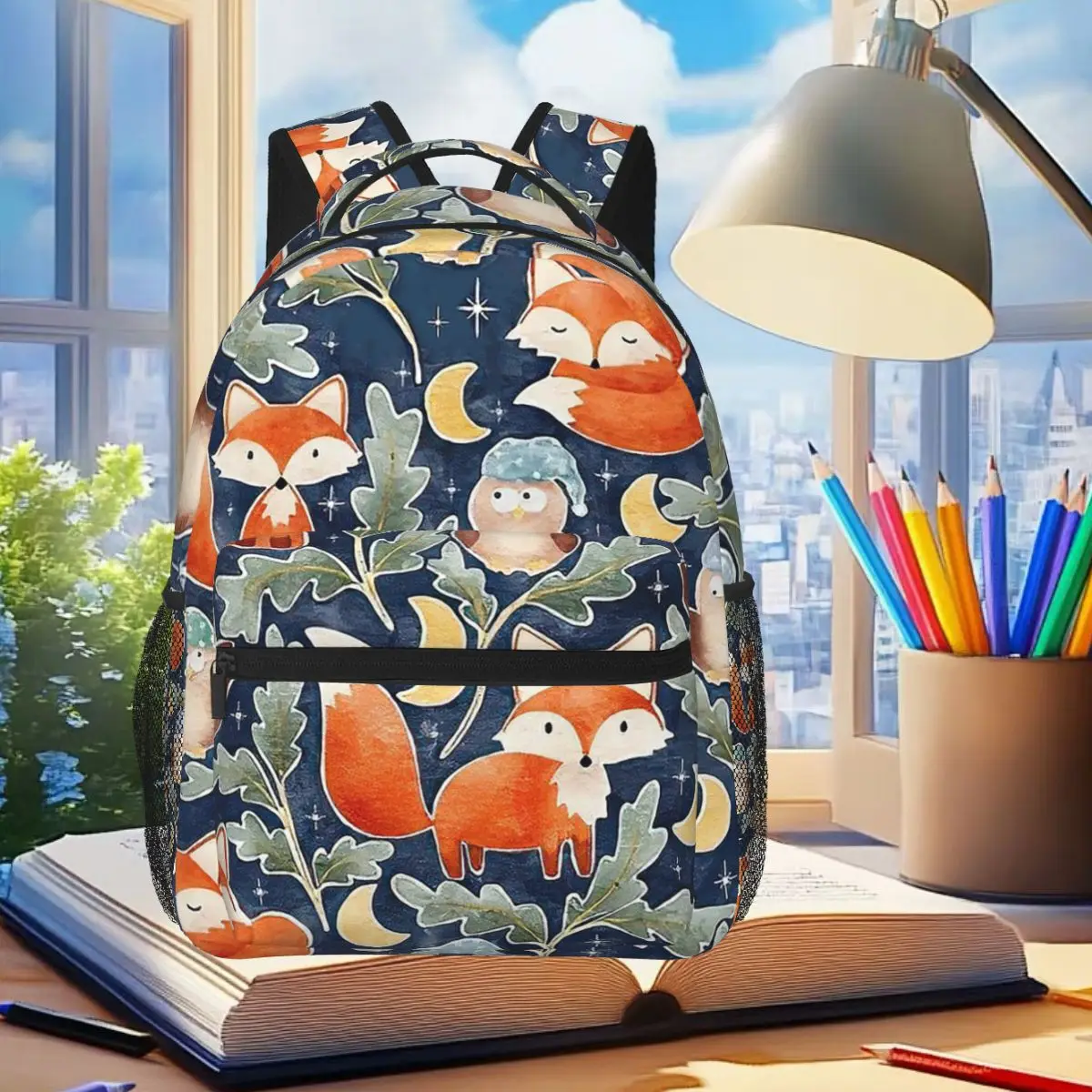 

Forest Foxes Watercolor Backpack Student Boys Girls BookBag Children School Bag Computer Shoulder Bags for Men Women