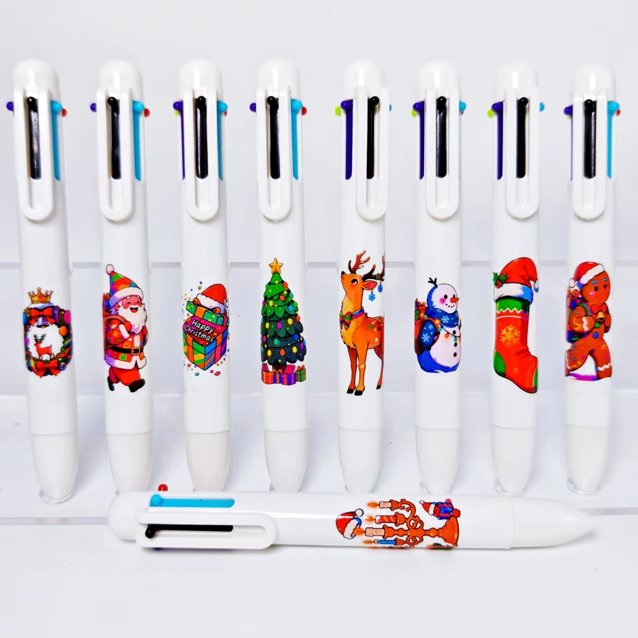 

9pcs/18pcs Fun Christmas Theme Press on Multi Color Ballpoint Pen Creative Cartoon Student Office Holiday Writing Marker Pen