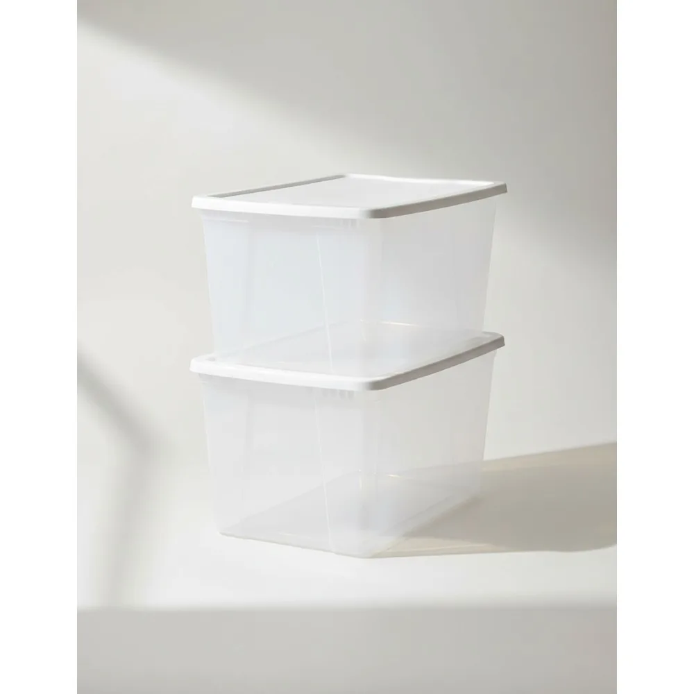 

2-Pack Large Clear Plastic Storage Bins with Lids, 56 Quart Stackable Organizer Boxes for Home Office Garage