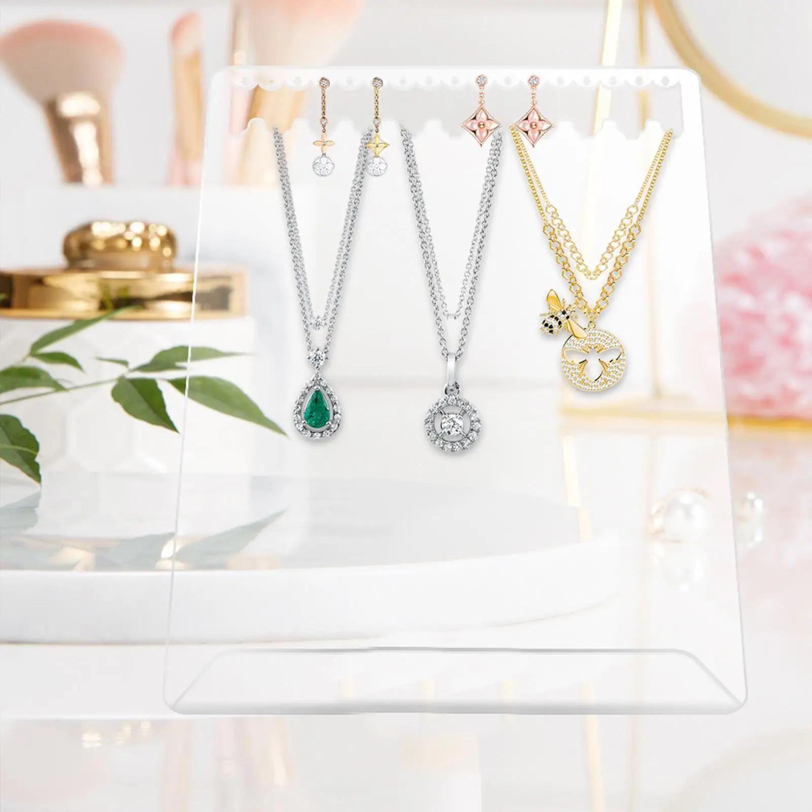 

Acrylic Jewelry Display Stand for Necklaces Earrings Bracelets Portable Dresser Jewelry Holder for Apartment Home Bedroom Dorm