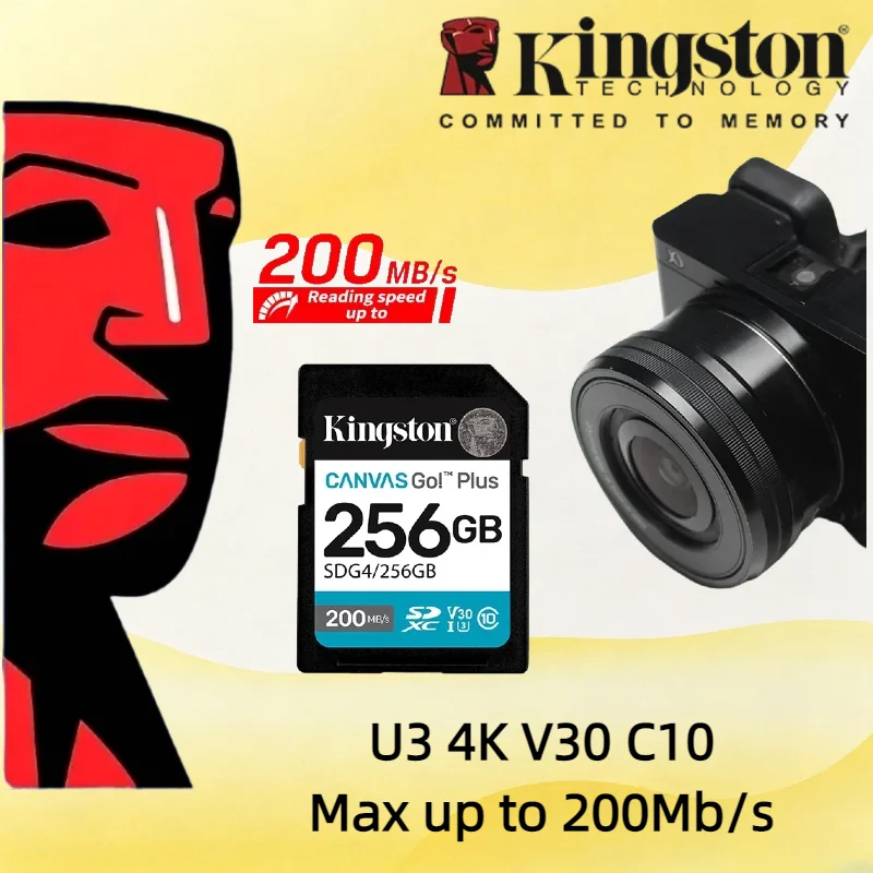 Kingston Canvas Go Plus High Speed SD Card Class10 U3 V30 SDXC Card 64GB 128GB 256GB 512GB 1TB For Camera 4K Recording