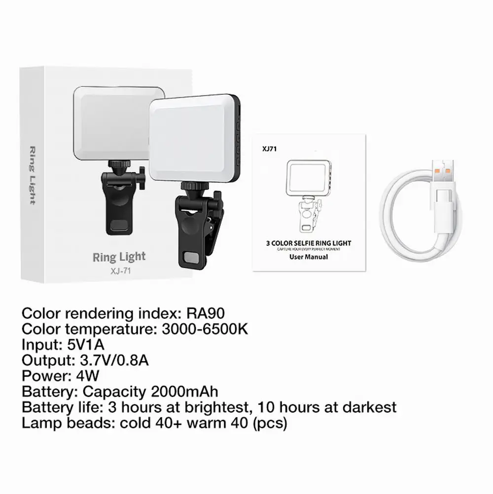 Lámpara de luz de relleno para videoconferencia, luz de Selfie con Clip para teléfono, maquillaje, Zoom en vivo, espada ancha para iPad, MacBook, tableta, ordenador