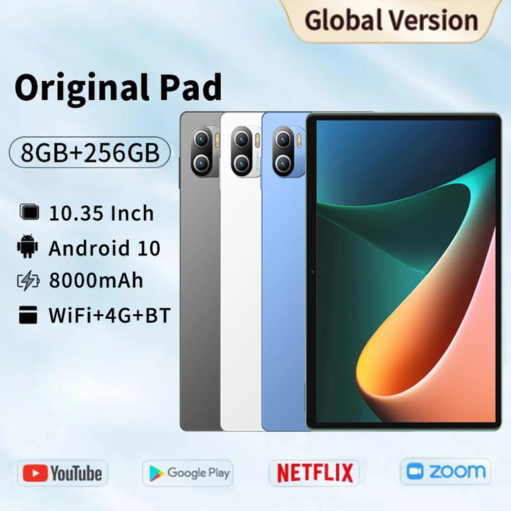 Tableta Android versión Global, dispositivo de 10,35 pulgadas, 8GB de RAM, 256GB de ROM, Dual Nano SIM, 4G, 5G, WiFi ,Bluetooth, batería de 8000mAh, para reuniones