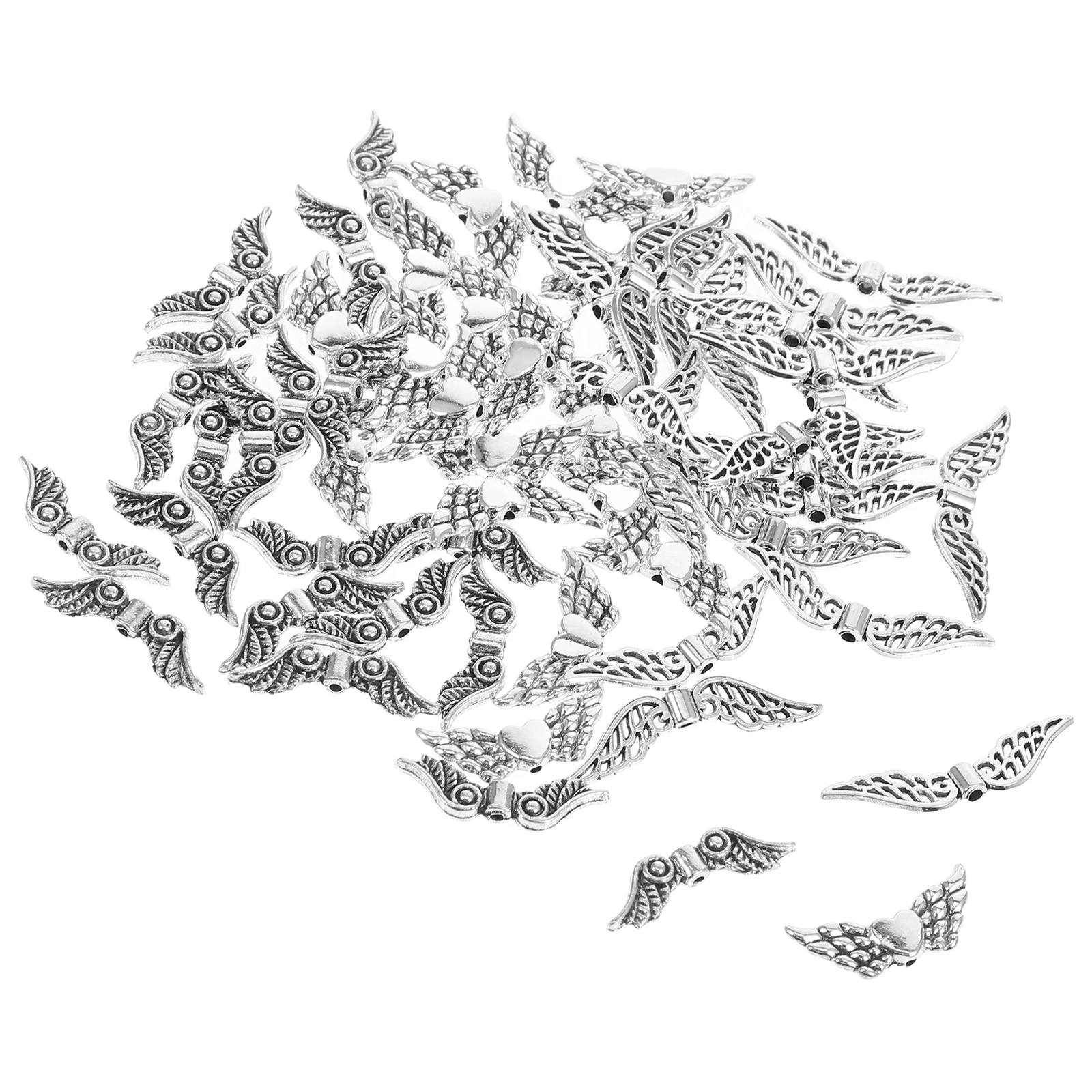 

60pcs Angel Wings Accessories Vintage Fairy Wing Charms for Earring Necklace Crafts Durable Alloy DIY Beads Pendant Bracelets