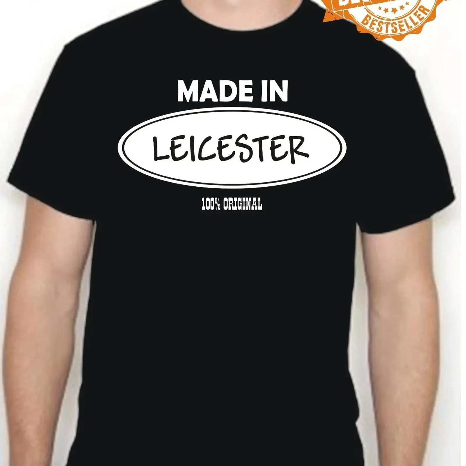 Camiseta MADE IN LEICESTER Any Town City 100% Original Talla XXL Vintage Lavada con Gráfico para Hombre, Versátil, Ligeramente Suave y Elegante