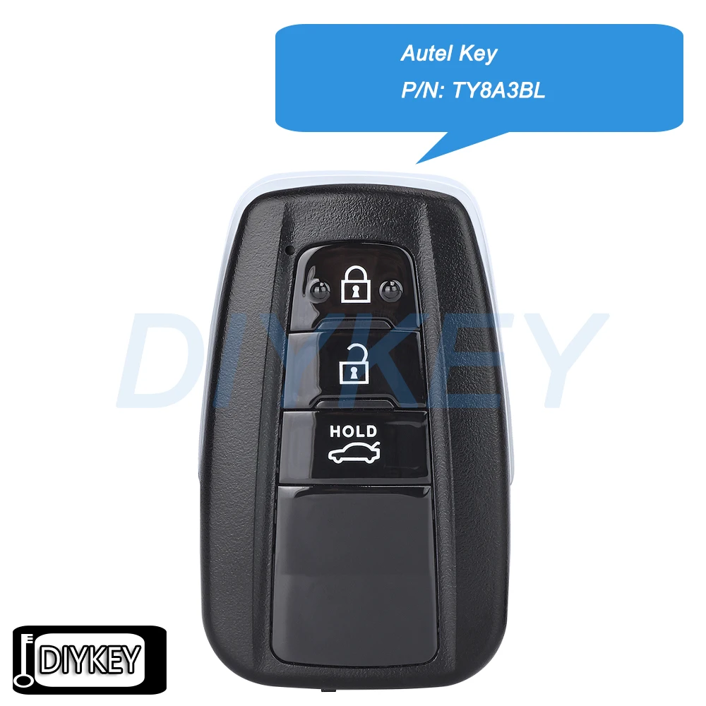 AUTEL IKEYTY8A3BL 3 Buttons 315MHz / 433MHz Universal Smart Car Key for Toyota 8A Style Used With KM100 KM100E IM508 IM608 PRO